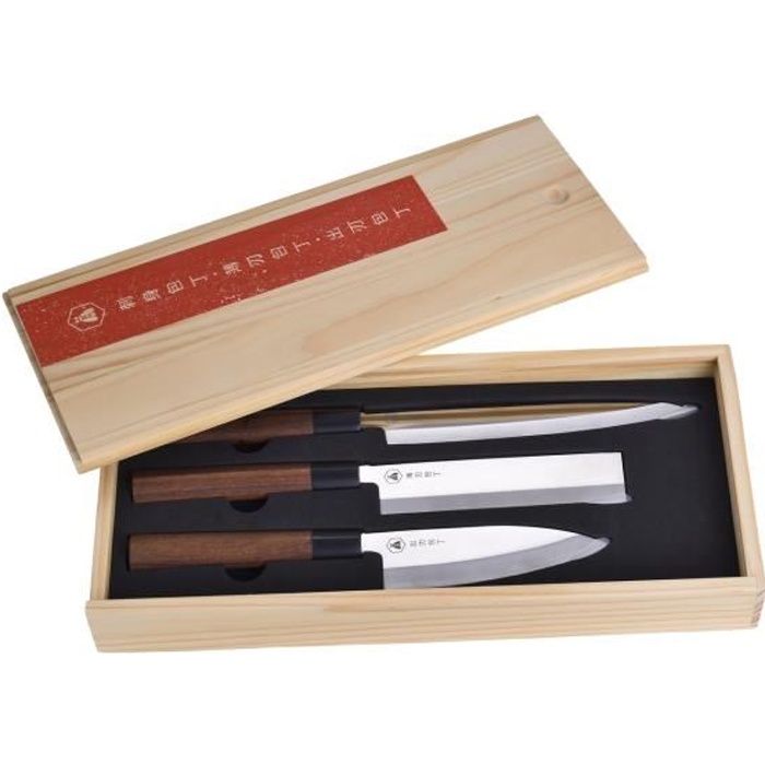 LAGUIOLE - Laguiole Coffret de Couteaux de Cuisine Japonais Acier  Inoxydable Découpe - Acier Bois - Cdiscount Maison