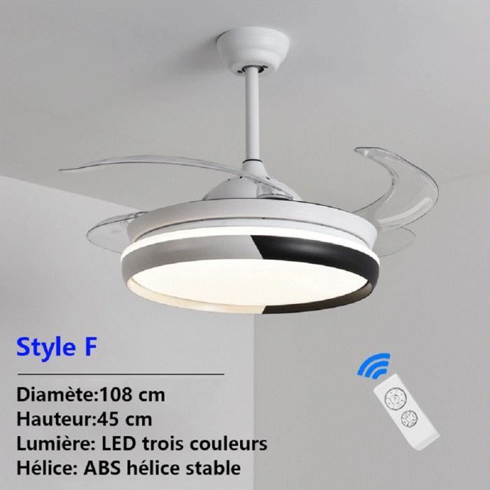 Ventilateur De Plafond Avec Éclairage LED - 48,5 Cm Silencieux Dimmable Télécommande - Ventilateur Ventilateur De Plafond Avec Éclairage LED - 48,5 Cm Silencieux Dimmable Télécommande - Ventilateur