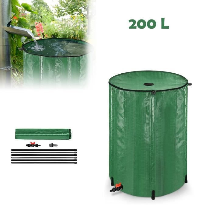 LZQ Réservoir Récupérateur d'eau de pluie pliable Collecteur d'eau de pluie avec Vanne de vidange, crépine, etc. - 200 L