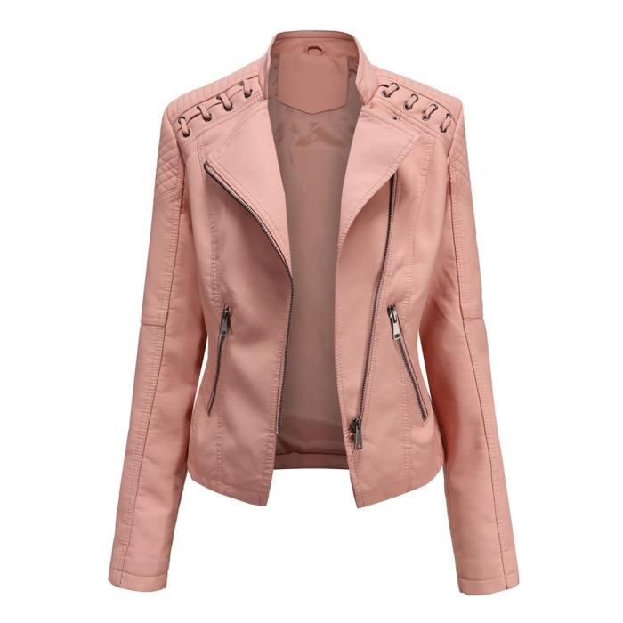 Veste en cuir PU Femmes Marque de luxe Plain Slim Jacket Vetements