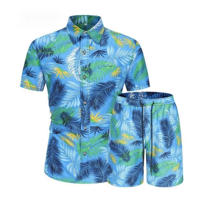 Chemise Homme Manches Courtes, Chemise Homme Manches Courtes Jaune Imprimé Citron Chemise Hawaïenne Col Cubain Bleu Manches Longues Chemise De Plage Douce Boutonnée Chemise Henley Pour Hommes Gar