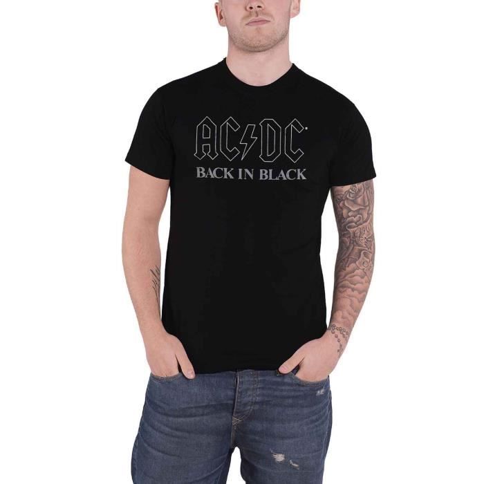 T-shirt Officiel AC/DC 'Back In Black' - Noir - Coupe Regular - Neuf Avec étiquettes
