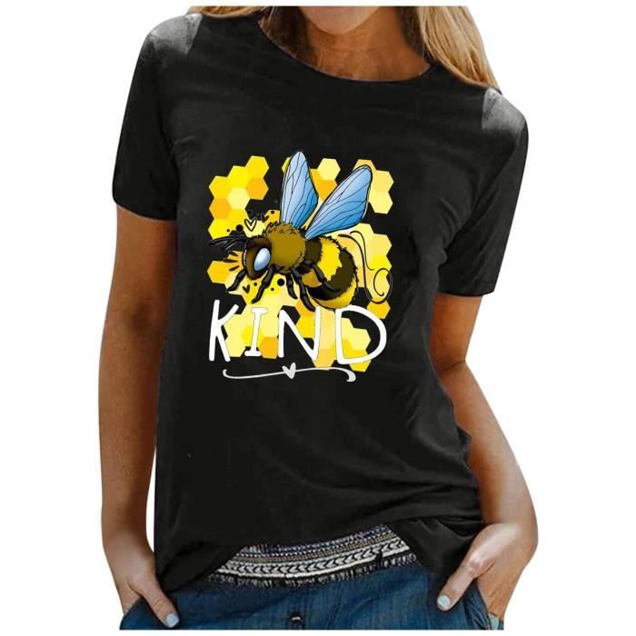 Marron FEMME T-shirt oversize basique à col rond et manches courtes