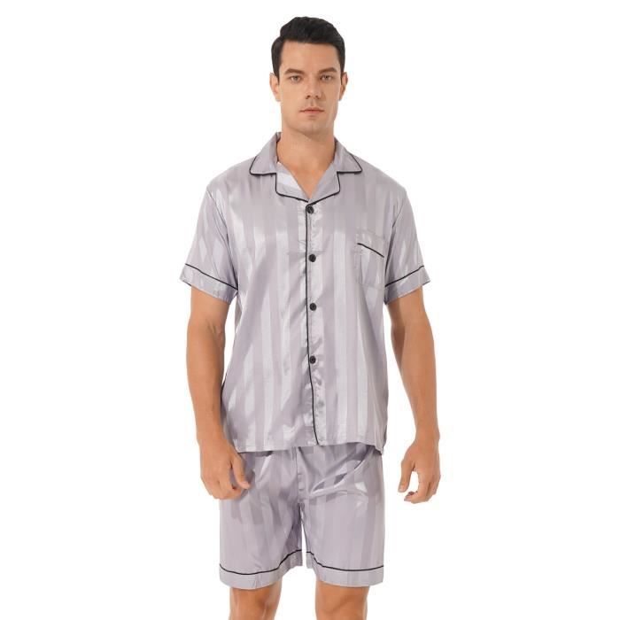 ZYUEER Pyjama Short Homme Jumpsuit Manche Courte Combinaison Pyjama Homme Imprimer Mode Pas Cher