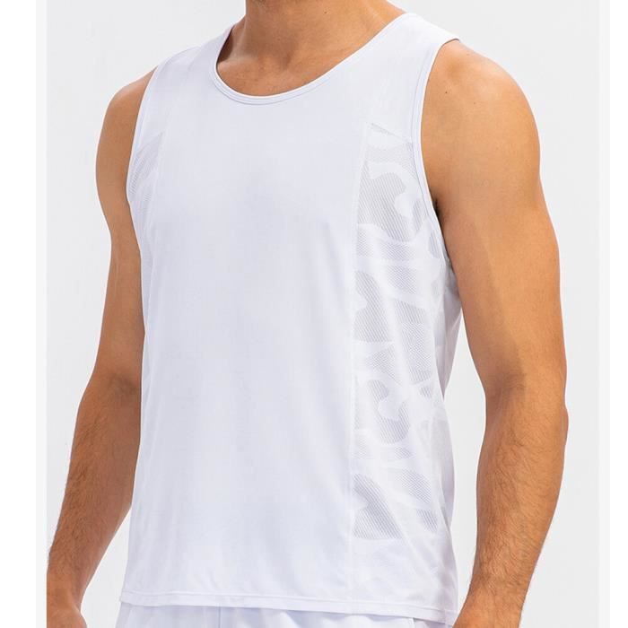 Gilet de sport - White - D?�bardeur sans manches - S?�chage rapide - Fitness - Musculation Blanc 