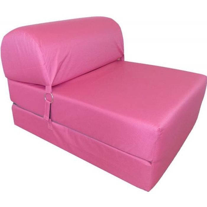 chauffeuse en tissu enduit - no name - seattle - rose - confort moelleux - 75 x 58 x 48 cm