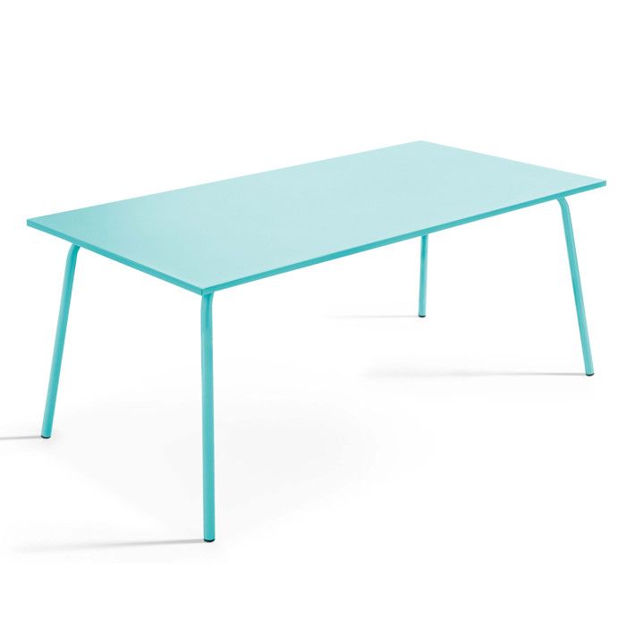 Table de jardin rectangulaire en métal 8 places 180 cm turquoise Palavas Oviala
