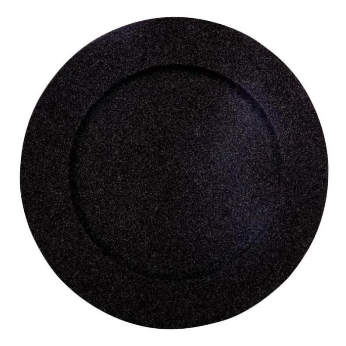 Assiette de Présentation - Paillettes - 33cm - Noir - 1 pièce - Pour Adultes