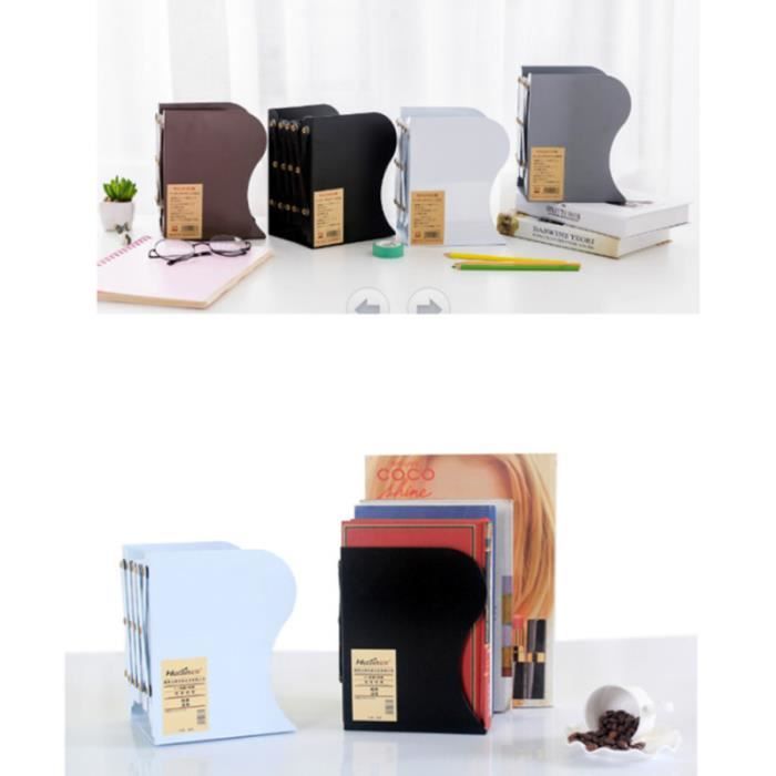 Serre-livres Extensible DIFIT - Ajustable 15-50cm - Métal Imitation Bois - Avec Aimants