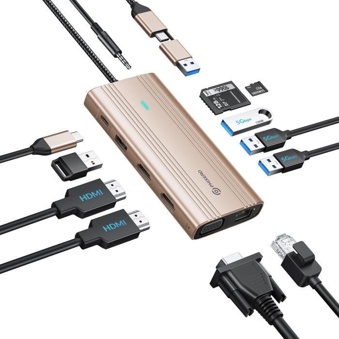 Station D'Accueil USB-C WAVLINK 10Gbps - 100W PD, HDMI 4K@60Hz, Ethernet 2.5G - Pour MacBook, IPad, PC
