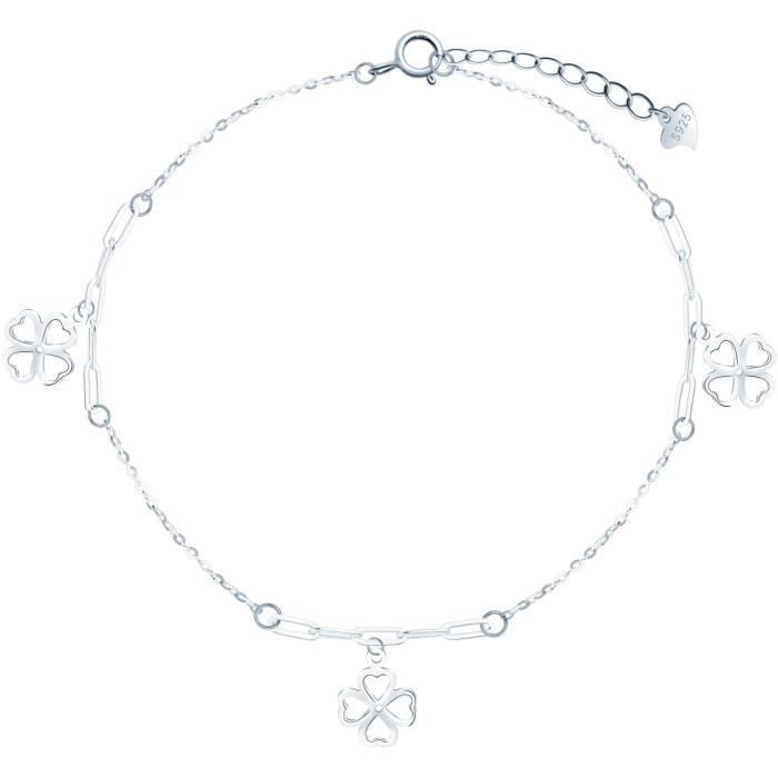 Bracelet De Cheville Argent 925 Sterling – Perles Colorées, Longueur 21-25 Cm – Bijou été, Cadeau Femme Anniversaire