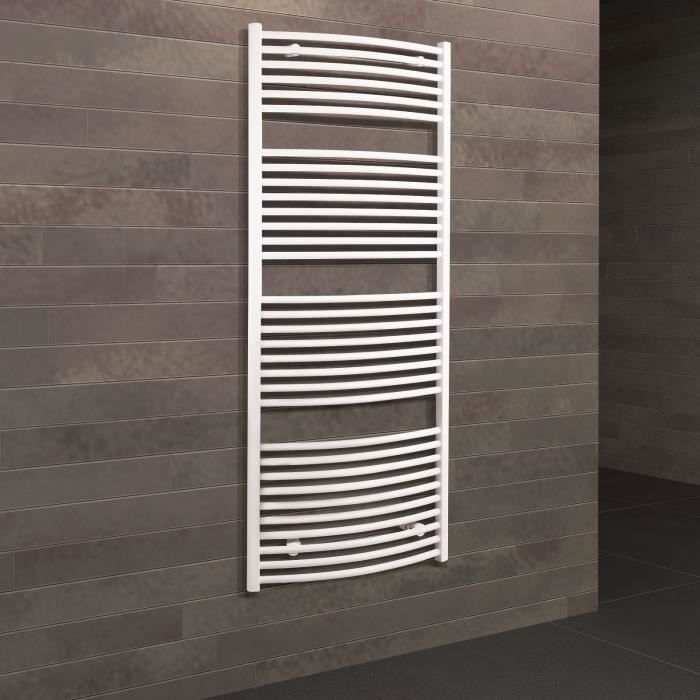 radiateur à eau chaude blanc 600 W Schulte sèche-serviette pour salle de bain env 60 x 114 cm 