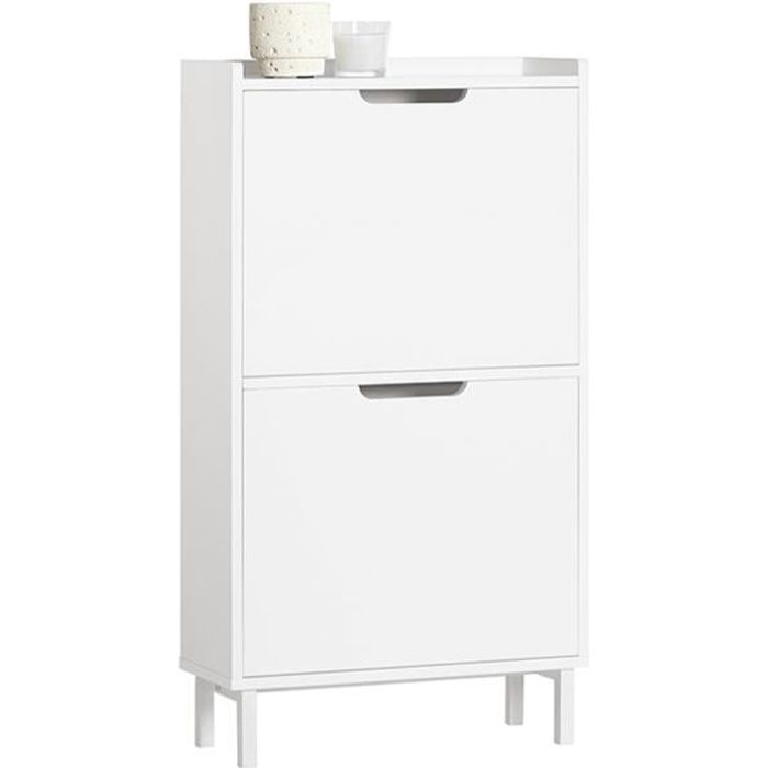 Meuble à Chaussures FSR151-W SoBuy - 2 Abattants – Blanc - 50x19x91