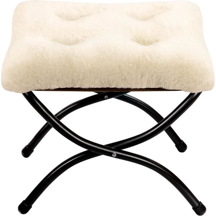 Repose-Pieds Pliable HollyHOME 47x36x36 Cm - Tabouret Ottoman Avec Coussin Détachable - Gris