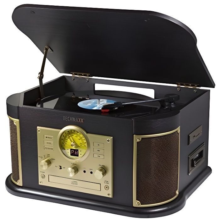 Technaxx Nostalgique Bluetooth Numériseur de Tourne Disque All in One TX 103 Numérisez Disque Vinyle/Cassette/CD/Radio ou AUX in sur