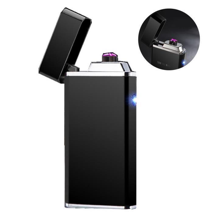 Briquet Plasma Rechargeable USB-C - Double Arc Coupe-vent, écran LED, Design Transparent - 4