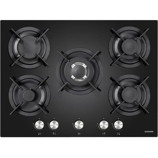 Plaque gaz TGV5C 70 cm 5 foyers verre - vue 2