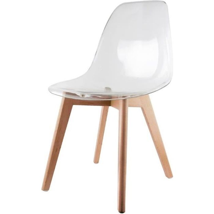chaise scandinave transparente - the concept factory - h. 86 cm - bois massif - polycarbonate - blanc