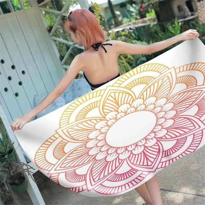 Xxl 200x200cm Drap De Plage Anti Sable Homme Femme, Bohême Maroc Floral Bleu Microfibre Xl Serviette De Plage