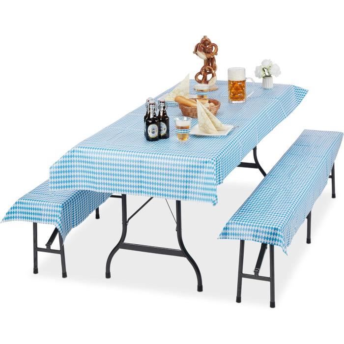 Set De Coussins De Banc Et Nappe Tente à Bière - Motif Losange Bavarois, Polyester/coton | Pour Table 70x220 Cm, Lavable Machine
