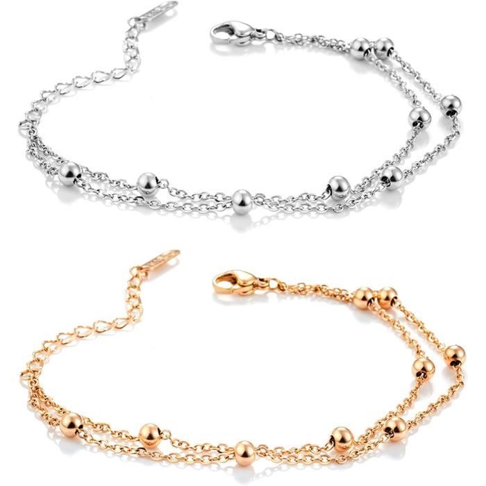 Bracelet De Cheville Femme En Acier Inoxydable - Chaînette Argenté - Neuf Sans Emballage