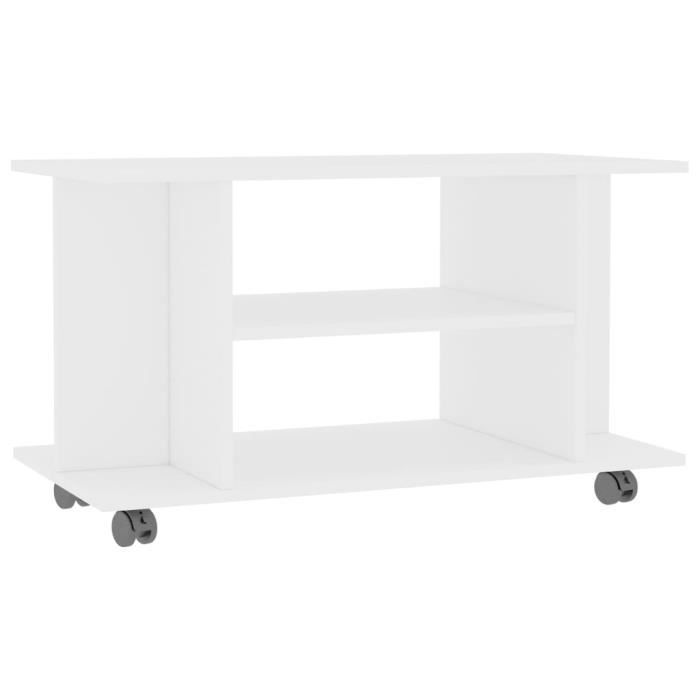 LIQ Armoire TV ,Table TV Haute qualité Meuble TV avec roulettes Blanc 80 x 40 x 40 cm