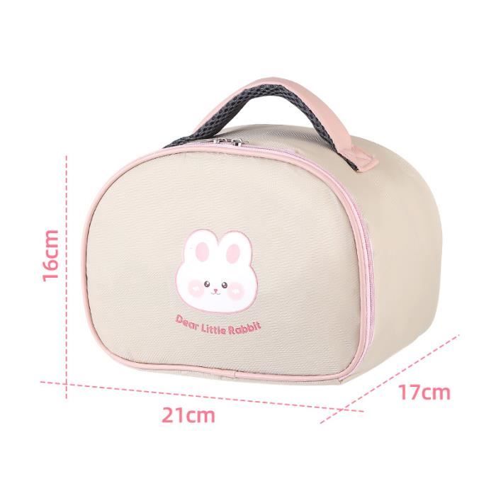 Set 2 Sacs : Sac Repas Fleuri Rose + Sac Rangement Vaisselle Noir – Pour Pique-nique, Camping – Taille 26x18x21 Cm