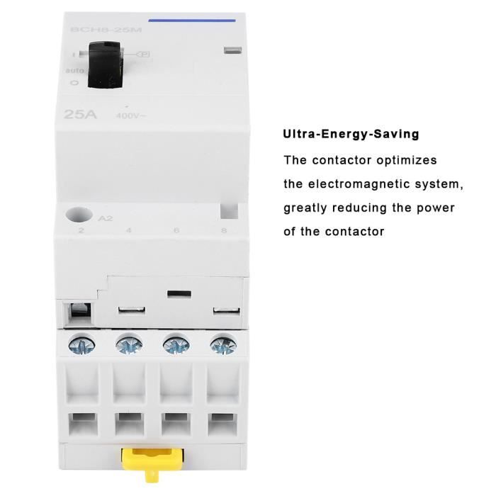 Contacteur électrique Rail DIN BCH8-25Z, 24V CC, 25A, 2NO - Pour Automatisation Domestique