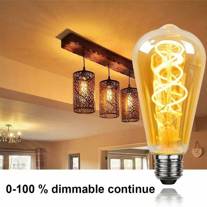 Ampoule LED Vintage étoile Double 4W Dimmable - 220-240V, Lumière Super Jaune Chaud 2000K, Décorative