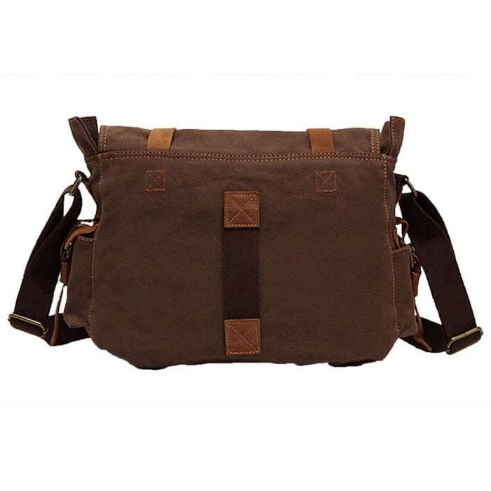 Grand Sac Bandouliere Epaule Cartable Scolaire Besace Multipoches en Canevas Cafe Unisexe Cdiscount Bagagerie Maroquinerie