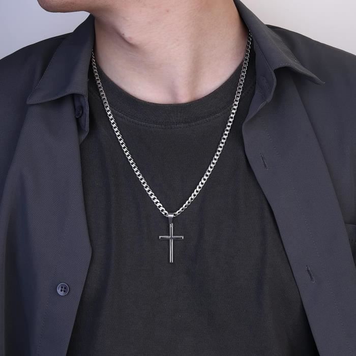 Collier Femme FANCIME Collier Croix Femme Argent 925/1000 Chrétienne Religieux Croix Chretienne Homme