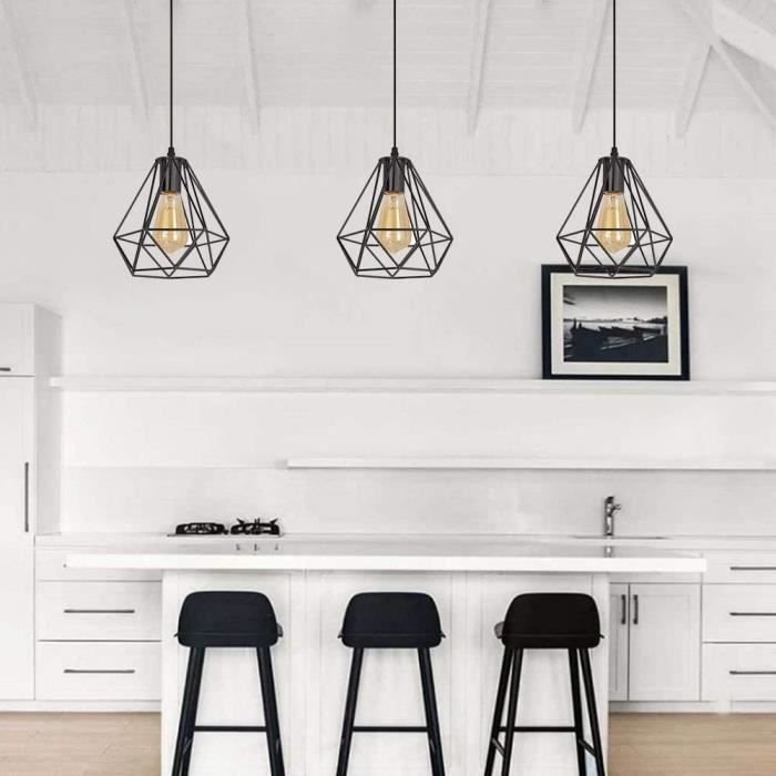 IDEGU Suspension Luminaire Industrielle Vintage Salon Blanc Lustre Plafonnier En Métal Style