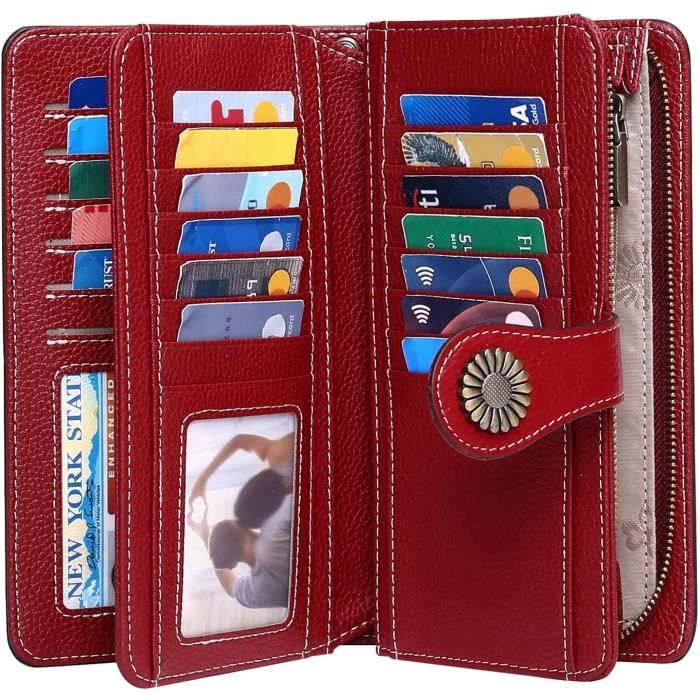 Portefeuille Cuir Femme BOSTANTEN - RFID Blocking, Brun, Slim, Porte Cartes, Neuf