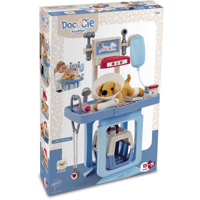 Centre Vétérinaire Jouets Ecoiffier - Avec Peluche Chien - Jeu D'Imitation Dès 18 Mois - Fabriqué France