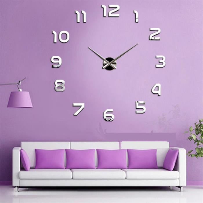 3d Diy Horloge Murale Design Créatif Miroir Mur Décoration Autocollant