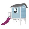 Maison de jeux en bois pour enfants AXI Beach Lodge XL avec toboggan en violet-2