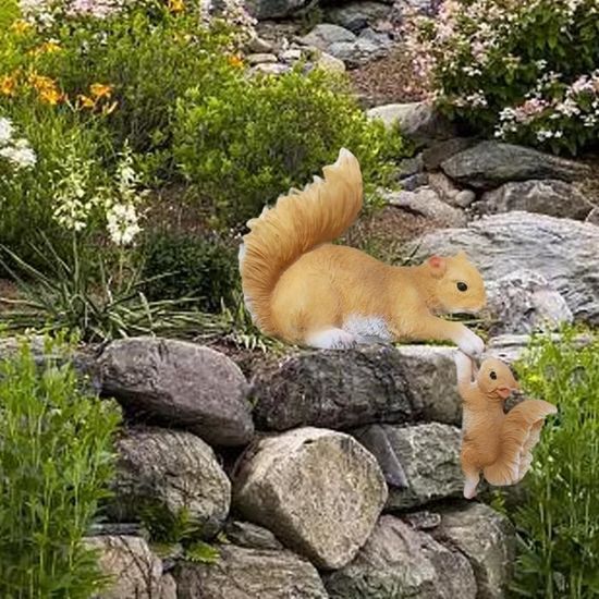 Mignon écureuil Figurine Animal Statue Cadeaux de pendaison de crémaillère  pour jardin Arbre Arrière Décor