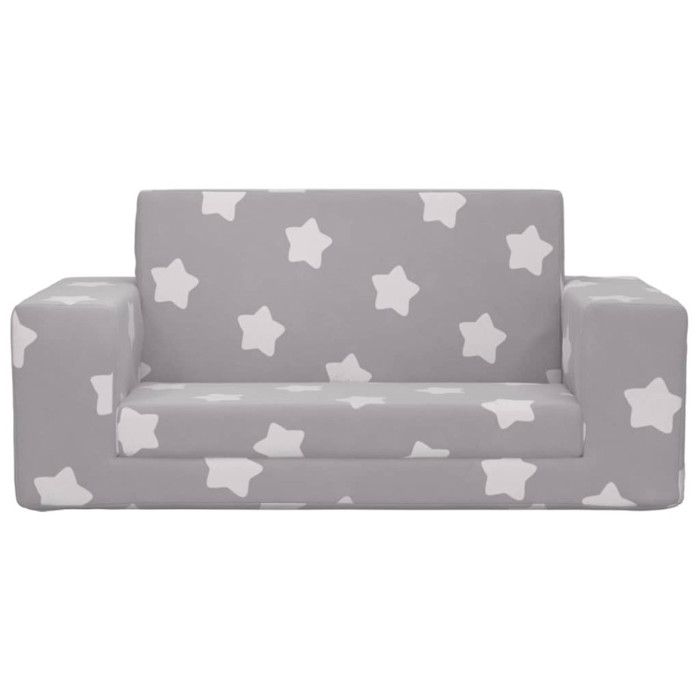 Canapé Enfant En Peluche Douce - Gris Clair étoiles, Housse Amovible, Dimensions 57x34x45 Cm, Pour Tout-petits