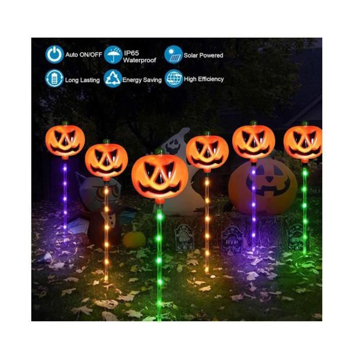 Lot De 6 Lampes Solaires Fantômes Halloween - Décoration Extérieur Jardin, 8 Modes Lumineux, étanche IP65, Piquet - 9