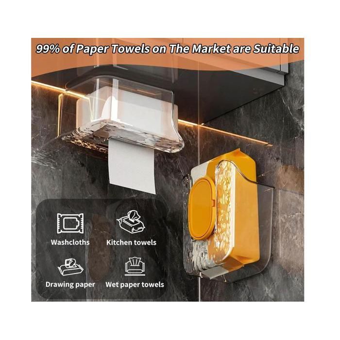 Lot De 2 Boîtes De Rangement Lingettes Humides - Support Mural, Distributeur Cuisine Et Salle De Bain