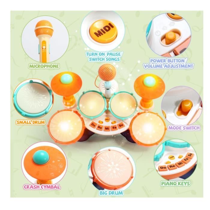 Atyhao tambour de jouet pour enfants Instrument éducatif jouets