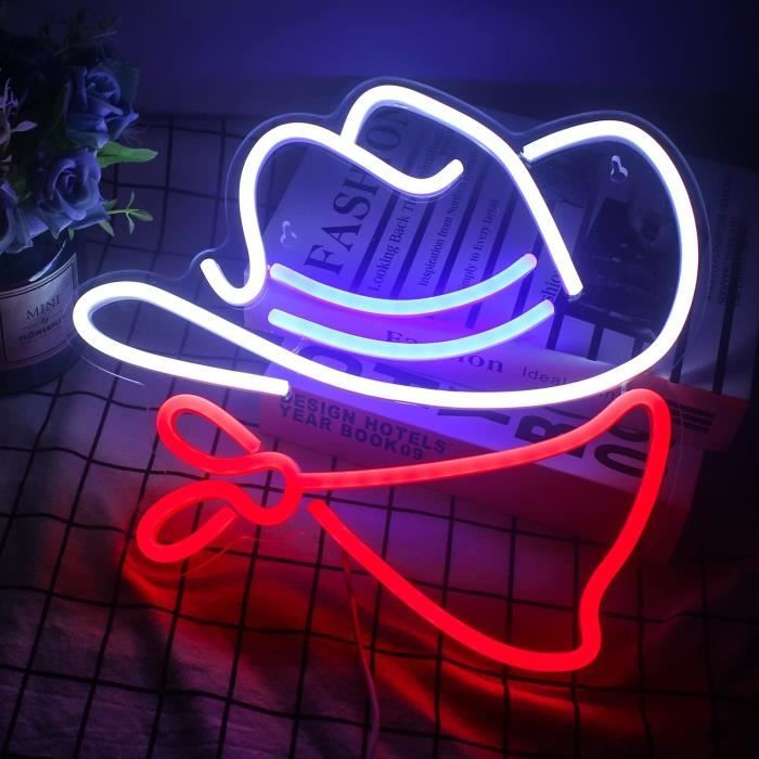 Panneau Néon Cowboy Boots - Décoration LED USB, Style Western, Pour Chambre, Bar, Ou Party