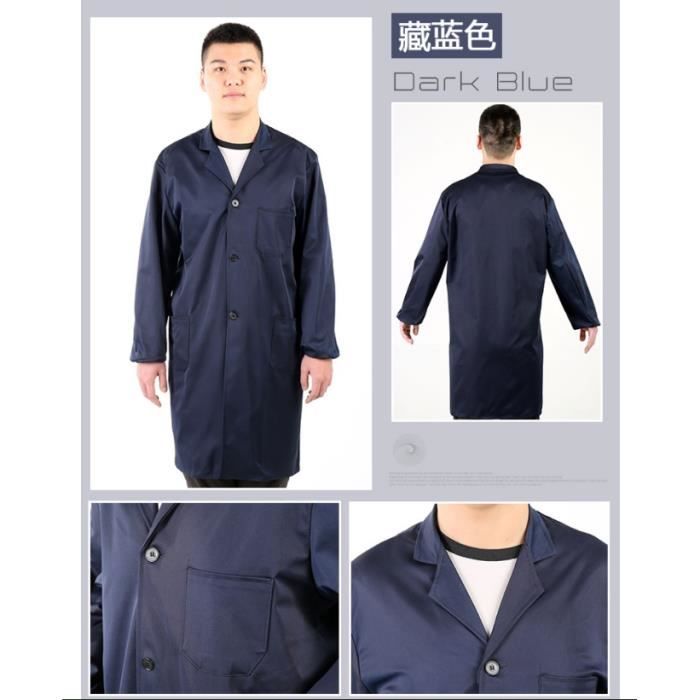 Veste De Travail Homme Bleu De Protection - Manches Longues, Boutons Pressions, 4 Poches, Polycoton