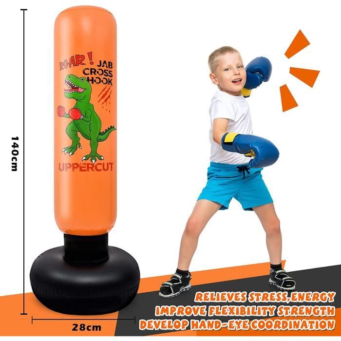 Sac de Frappe Gonflable pour Enfant - 160 cm - Avec Pompe à Air et Gants de  Boxe - Pour le Karaté, le Kickboxing, l'équipement - Cdiscount Sport