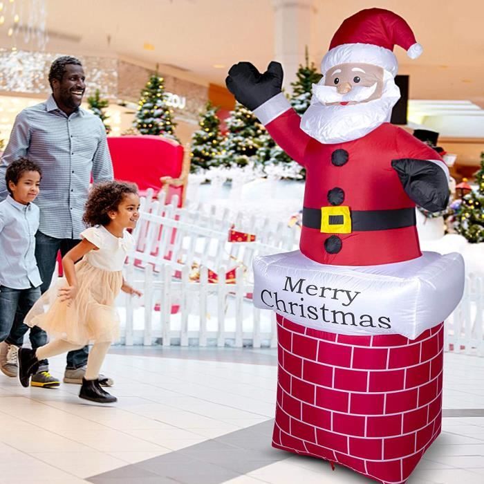 Père Noël Gonflable Géant 2.4m - Décoration Extérieure LED Pour Jardin, Pelouse & Fêtes De Noël