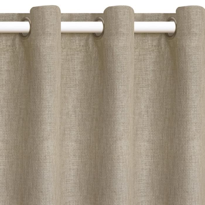 2 Rideaux Occultants Avec Anneaux Métal 140x175 Cm Beige - VidaXL Chambre Noirceur Totale Neufs