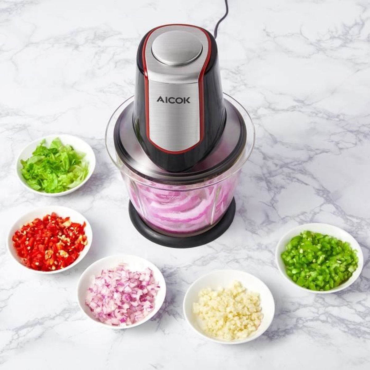 2500W MAX AICOK Hachoir /à viande /électrique 4,5 kg//min Sauce tomate R/âpe 3 plaques de broyage en acier inoxydable 5-EN-1 Hachoir /à viande Machine /à saucisse