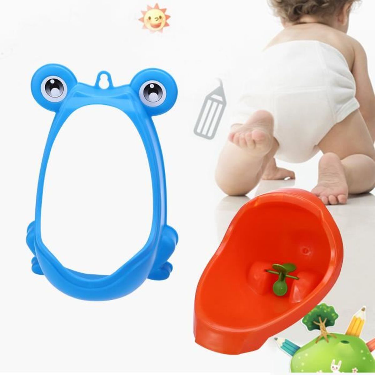 Pot Urinoir D Entrainement En Forme De Grenouille Avec Cible Tourbillonnante Bleu Cdiscount Puericulture Eveil Bebe
