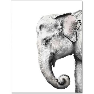 Tableau Toile Éléphant Lion Girafe Noir Et Blanc - 3 Panneaux 40x60 Cm - Décoration Murale Moderne - 4