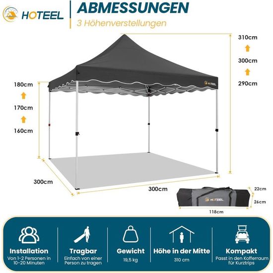 HOTEEL Barnum Pliant 3x6 Professionnel avec 6 Parois LatéRales Tonnelle HOTEEL Barnum Pliant 3x6 Professionnel avec 6 Parois LatéRales Tonnelle
